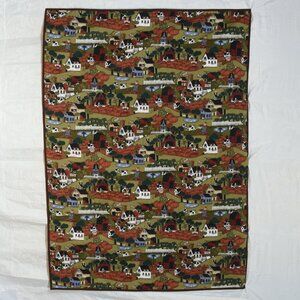 New, handmade, quilted farm scene with cows, pumpkins, scarecrow, barn and ponds